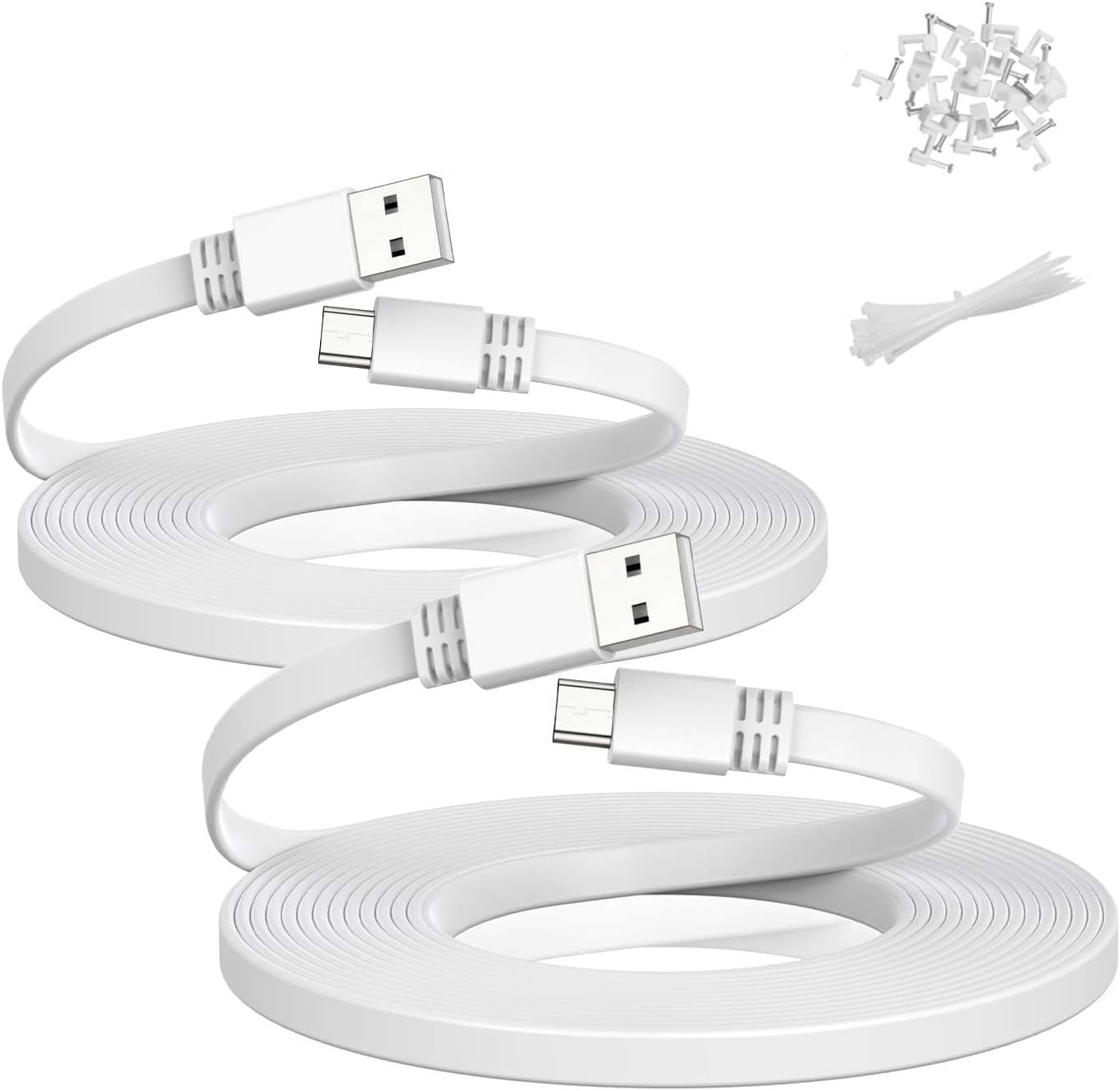 Wyze Cam V4 Extension Cable 20Ft(2Pack),Usb to Micro USB Cable Power Cord Flat Long for WYZE Cam OG,V3,V3 Pro,Blink Outdoor 3Rd Gen,Xt,Mini,Indoor Security Camera Waterproof Charging Wire