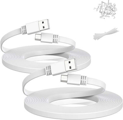 Wyze Cam V4 Extension Cable 20Ft(2Pack),Usb to Micro USB Cable Power Cord Flat Long for WYZE Cam OG,V3,V3 Pro,Blink Outdoor 3Rd Gen,Xt,Mini,Indoor Security Camera Waterproof Charging Wire