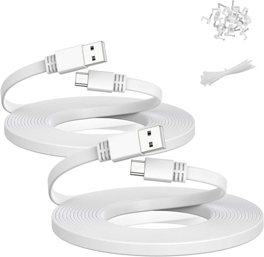 Wyze Cam V4 Extension Cable 20Ft(2Pack),Usb to Micro USB Cable Power Cord Flat Long for WYZE Cam OG,V3,V3 Pro,Blink Outdoor 3Rd Gen,Xt,Mini,Indoor Security Camera Waterproof Charging Wire