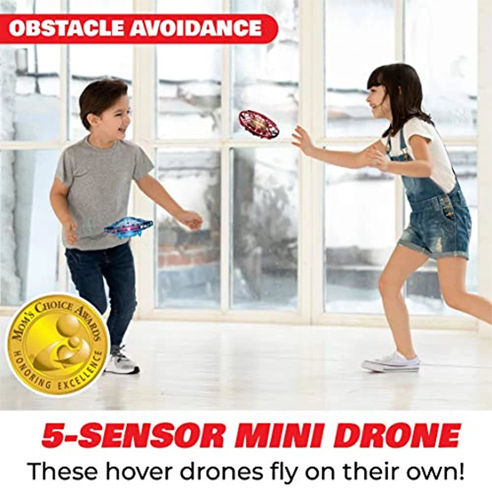 Scoot Duo Aerial 5 Sensor Mini Drones, Hand Operated UFO with Multi-Color LED Lights, STEM Drone Toy for Boys and Girls