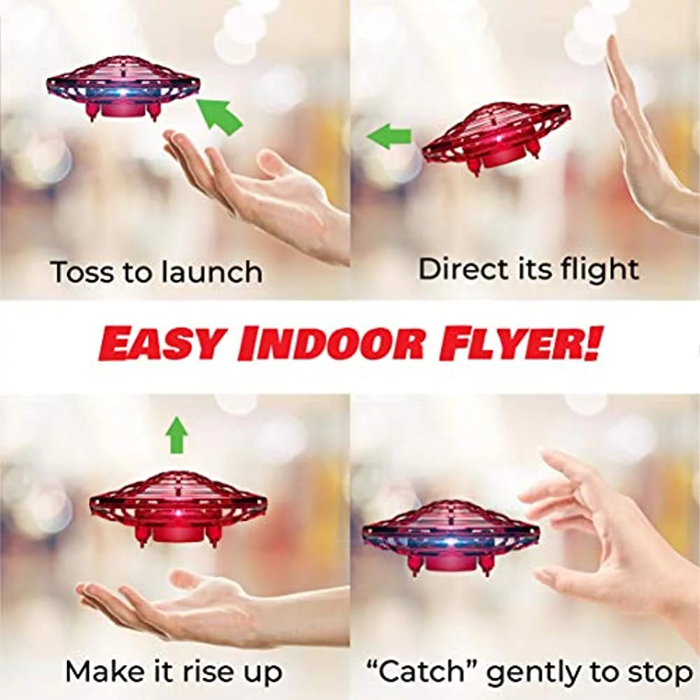 Scoot Duo Aerial 5 Sensor Mini Drones, Hand Operated UFO with Multi-Color LED Lights, STEM Drone Toy for Boys and Girls
